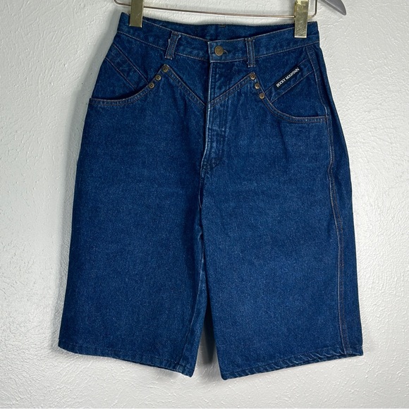 Rockies Pants - Vintage Rockies ultra highrise bareback dark blue denim bermuda mom shorts Sz 11